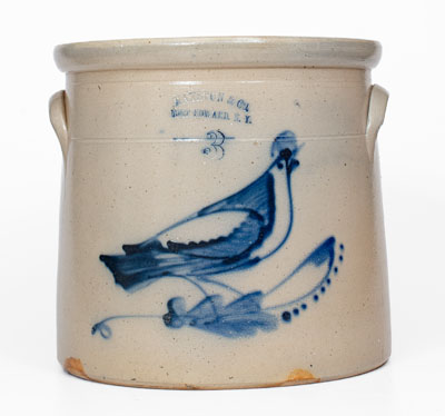 3 Gal. HAXSTUN & CO. / FORT EDWARD, NY Stoneware Bird Crock