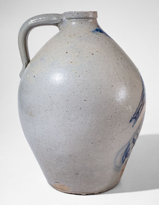 Outstanding Ohio Stoneware Jug w/ Bird Perched on a Finger