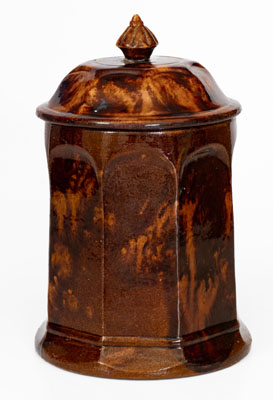 Unusual Redware Lidded Tobacco Jar , probably Baraboo, Wisconsin