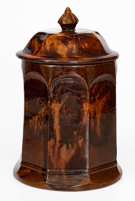 Unusual Redware Lidded Tobacco Jar , probably Baraboo, Wisconsin