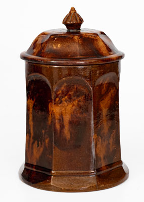 Unusual Redware Lidded Tobacco Jar , probably Baraboo, Wisconsin