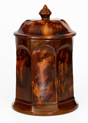 Unusual Redware Lidded Tobacco Jar , probably Baraboo, Wisconsin