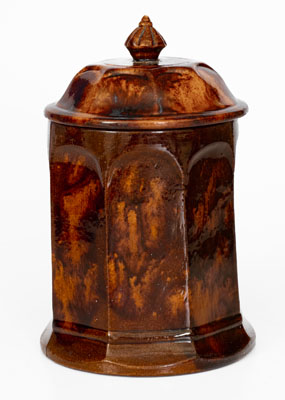 Unusual Redware Lidded Tobacco Jar , probably Baraboo, Wisconsin