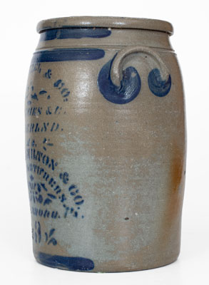 Rare Cumberland, MD Advertising Jar by James Hamilton (Greensboro, PA)