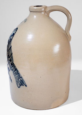 Exceptional J. & E. NORTON / BENNINGTON, VT Stoneware Jug w/ Elaborate Bird and Floral Decoration