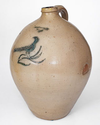 Rare C. BOYNTON / TROY Ovoid Stoneware Jug w/ Incised Bird Decoration