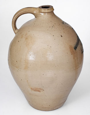 Rare C. BOYNTON / TROY Ovoid Stoneware Jug w/ Incised Bird Decoration