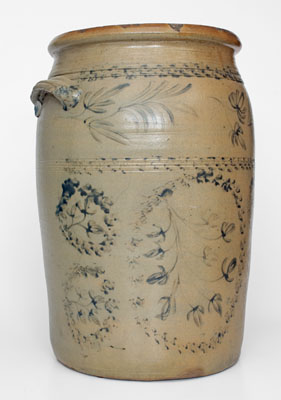 Rare 10 Gal. D. G. THOMPSON / MORGANTOWN Stoneware Jar w/ Elaborate Cobalt Decoration