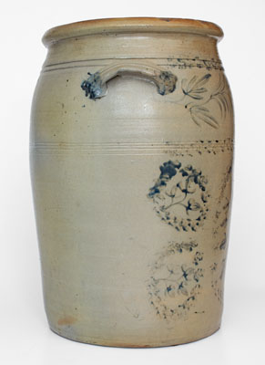 Rare 10 Gal. D. G. THOMPSON / MORGANTOWN Stoneware Jar w/ Elaborate Cobalt Decoration