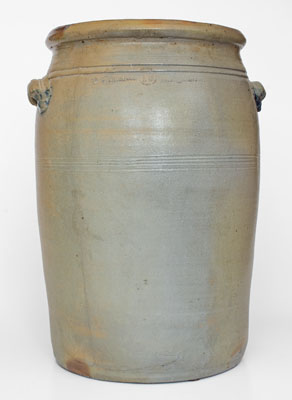 Rare 10 Gal. D. G. THOMPSON / MORGANTOWN Stoneware Jar w/ Elaborate Cobalt Decoration