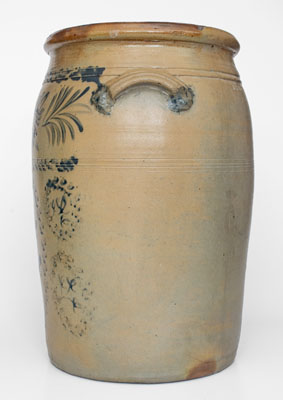 Rare 10 Gal. D. G. THOMPSON / MORGANTOWN Stoneware Jar w/ Elaborate Cobalt Decoration