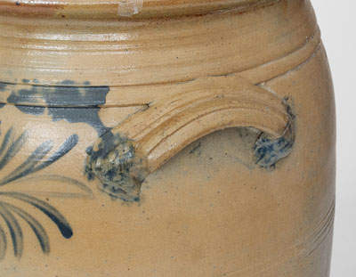 Rare 10 Gal. D. G. THOMPSON / MORGANTOWN Stoneware Jar w/ Elaborate Cobalt Decoration