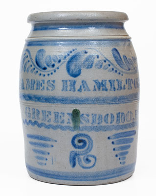 JAMES HAMILTON / GREENSBORO Stoneware Jar w/ Profuse Freehand Decoration