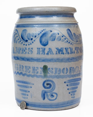 JAMES HAMILTON / GREENSBORO Stoneware Jar w/ Profuse Freehand Decoration