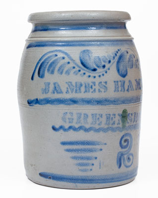 JAMES HAMILTON / GREENSBORO Stoneware Jar w/ Profuse Freehand Decoration