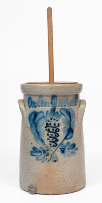 Small-Sized Stoneware Churn w/ Elaborate Decoration attrib. Somerset Potters Works, MA