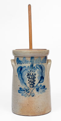 Small-Sized Stoneware Churn w/ Elaborate Decoration attrib. Somerset Potters Works, MA