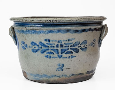 Unusual Western PA or WV Stoneware Bowl w/ Elaborate Stenciled Decoration