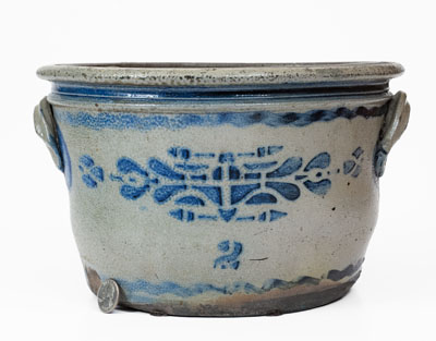 Unusual Western PA or WV Stoneware Bowl w/ Elaborate Stenciled Decoration