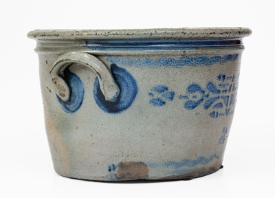 Unusual Western PA or WV Stoneware Bowl w/ Elaborate Stenciled Decoration