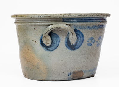 Unusual Western PA or WV Stoneware Bowl w/ Elaborate Stenciled Decoration