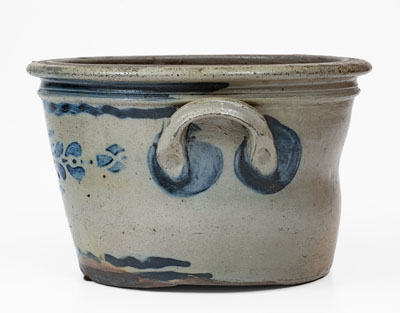 Unusual Western PA or WV Stoneware Bowl w/ Elaborate Stenciled Decoration