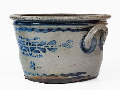 Unusual Western PA or WV Stoneware Bowl w/ Elaborate Stenciled Decoration