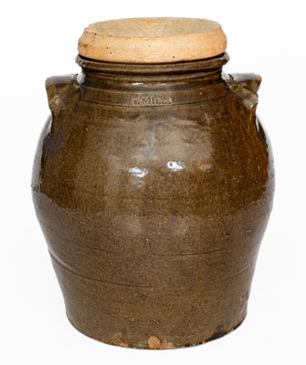 Scarce L. MILES (Edgefield District, SC) Stoneware Jar w/ Wooden Lid