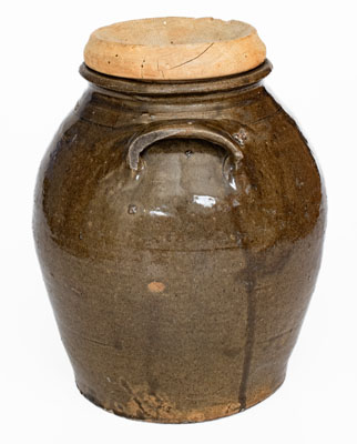 Scarce L. MILES (Edgefield District, SC) Stoneware Jar w/ Wooden Lid
