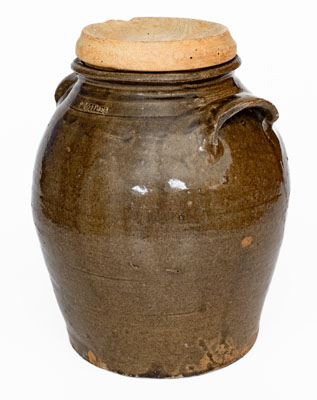 Scarce L. MILES (Edgefield District, SC) Stoneware Jar w/ Wooden Lid