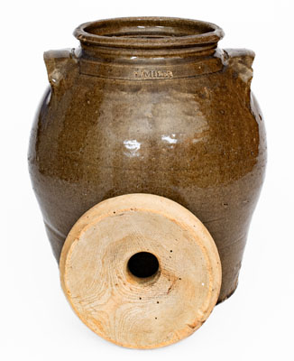 Scarce L. MILES (Edgefield District, SC) Stoneware Jar w/ Wooden Lid