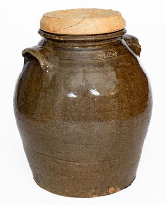 Scarce L. MILES (Edgefield District, SC) Stoneware Jar w/ Wooden Lid