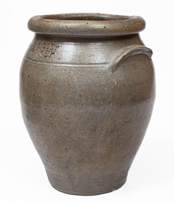 Rare J. MILLEr / MAKEr (Strasburg, Virginia) Stoneware Jar, c1835