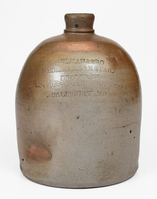 Salisbury, MD Stoneware Advertising Jug, Baltimore origin