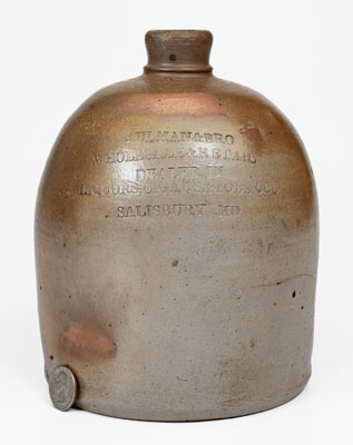 Salisbury, MD Stoneware Advertising Jug, Baltimore origin