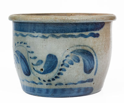 Extremely Rare Western PA Stoneware Chamber Pot w/ Elaborate Freehand Cobalt Decoration