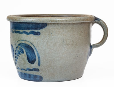 Extremely Rare Western PA Stoneware Chamber Pot w/ Elaborate Freehand Cobalt Decoration