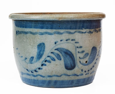 Extremely Rare Western PA Stoneware Chamber Pot w/ Elaborate Freehand Cobalt Decoration
