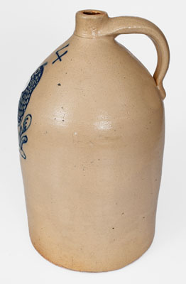 New York Stoneware Jug w/ Elaborate Slip-Trailed Game Bird Decoration, Penn Yan / Geddes
