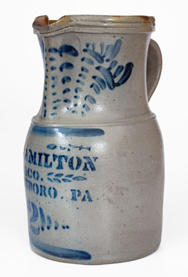 Rare and Fine JAS. HAMILTON & CO. / GREENSBORO, PA Stoneware Pitcher w/ Elaborate Decoration