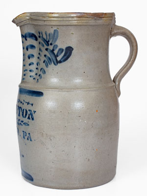 Rare and Fine JAS. HAMILTON & CO. / GREENSBORO, PA Stoneware Pitcher w/ Elaborate Decoration