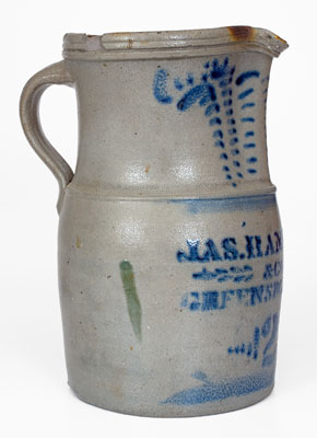 Rare and Fine JAS. HAMILTON & CO. / GREENSBORO, PA Stoneware Pitcher w/ Elaborate Decoration