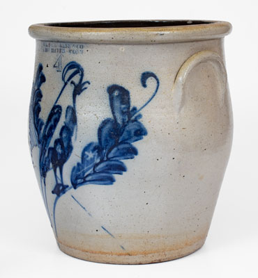 S. L. PEWTRESS & CO. / NEW HAVEN, CONN. Stoneware Jar w/ Elaborate Parrot Decoration