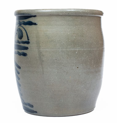 Fine Stoneware Cream Jar w/ Elaborate Freehand Decoration, attrib. A.V. Boughner