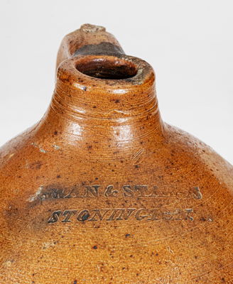 SWAN & STATES / STONINGTON (Connecticut) Ovoid Stoneware Jug