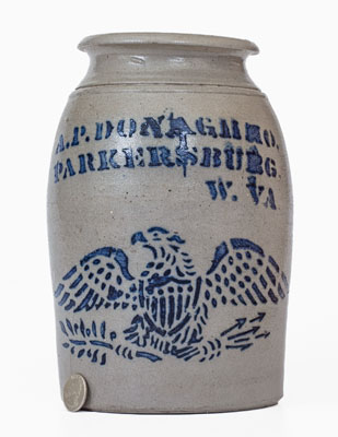 Fine A.P. DONAGHHO / PARKERSBURG, W. VA Stoneware Eagle Canning Jar