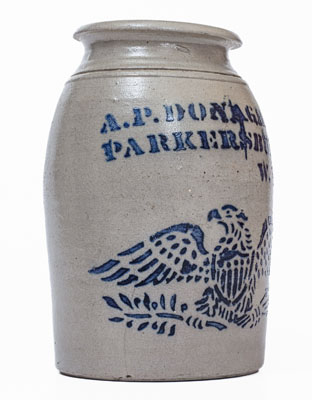 Fine A.P. DONAGHHO / PARKERSBURG, W. VA Stoneware Eagle Canning Jar