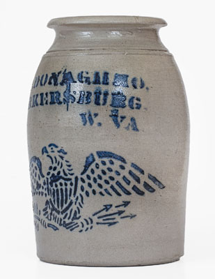 Fine A.P. DONAGHHO / PARKERSBURG, W. VA Stoneware Eagle Canning Jar
