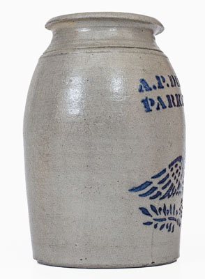 Fine A.P. DONAGHHO / PARKERSBURG, W. VA Stoneware Eagle Canning Jar