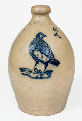 Extremely Rare F. STETZENMEYER & Co. / ROCHESTER, N.Y. Stoneware Jug w/ Cobalt Game Bird